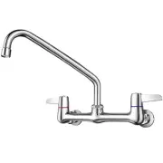 Commercial Sink Faucet with 14 Inch Swivel Spout - Wall Mount Faucet 8 Inch C...