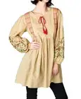 Velzera floral embroidered peasant dress Mocha