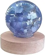 Blue Hydrangea Preserved in Resin with LED Light | Resin Craft | Resin Sphere with Blue Hydrangea | Resin Art Figurines | Resin Souvenir | Resin Paperweight
