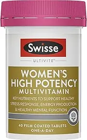 Swisse Ultivite Women's High Potency Multivitamin with Folic Acid, Biotin & Iron - Support Energy, Immunity & Healthy Hair - 40 Tablets