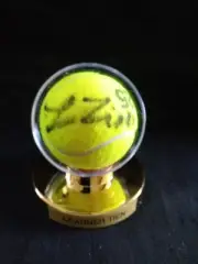 Rising star LEARNER TIEN Signed AO 2025 Tennis Ball In Pedestal Display