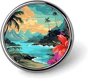 [FZMVSQH] Hello Hawaii Printed Round Button Pin Badges Metal Pinback Buttons 1 Inch Pins for Hat Shirt Clothing Bags Decoration, Circular, Aluminum
