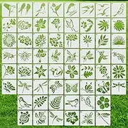 60 Pieces Painting Stencils on Wood Canvas Decorative Bird Floral Stencils 7.6x7.6cm Reusable Stencil Art Template Assorted Drawing Templates for Card Making Journals Diary Wall Décor