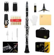 Glory GLY-PBK Professional Ebonite Bb Clarinet with 10 Reeds, Stand, Hard Cas...