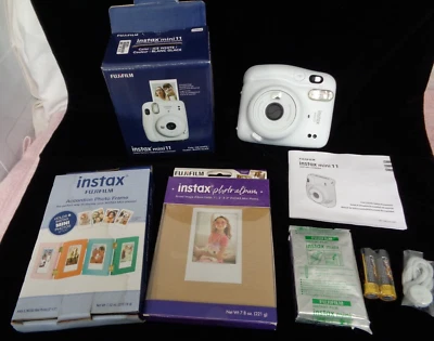 Fujifilm Instax Mini 11 Instant Camera & Film, Album & Frame - Ice White - NOS