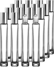 Glassfinity Travel Roller Perfume Bottle Refillable, 16pcs 10ML Mini Glass Perfume Containers with Funnel and Label, Empty Portable Leak-proof Fragrance Bottles Roller Bottle Kit for Toiletries