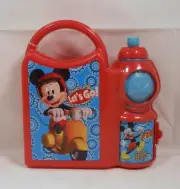 Lunch Box DISNEY MICKEY MOUSE Red Pull Top Bottle Children