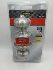 Defiant Keyed Entry Doorknob Hartford Satin Nickel Finish w/ 2 Keys