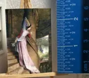 Miniature Dollhouse Room Box Art Maiden Going Up Stone Staircase Handmade