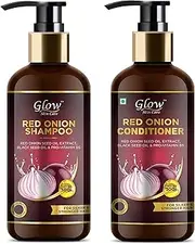 GLOW Skin Care Onion Oil Shampoo & Conditioner Kit With Red Onion Seed Oil Extract, Black Seed Oil & Pro-Vitamin B5 (Shampoo + Conditioner), 600 ml