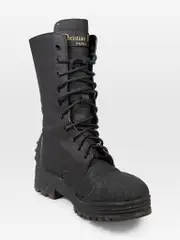 Black Leather Laced Combat Boots