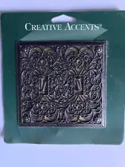 Vintage Creative Accents Double Light Switch wall plate Ant. Brs New-sealed