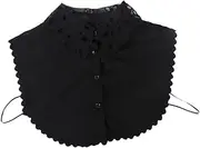 [SAFIGLE] Elegant Lace Collar Half Shirt for Women Detachable and Removable Half Blouse 4 Buttons