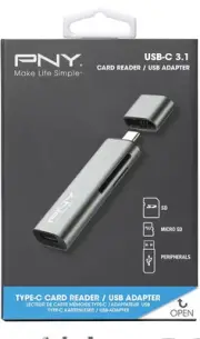 PNY USB-C 3.1 Type-C Card Reader USB Adapter - SD, Micro SD, Peripherals
