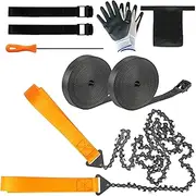 Loggers Art Gens Hand Rope Chain Saw - 48" pocket chainsaw directly connected to 66 ft ropes to form high tree limb rope chainsaw for camping survival and tree pruning