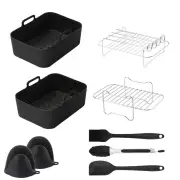 Silicone Air Fryer Accessory Set 8 Inch Silicone Liner Basket with Gloves Grill Brush Reusable Oven Accessory Air Fryer