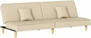 vidaXL Cream Fabric Sofa Bed - Adjustable Backrest, Sturdy Plywood Frame, Breathable Durable Fabric, Easy Assembly