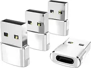 [Elebase] USB to USB C Adapter 4Pack,Type C Female to A Male Cable Converter for Apple Watch 10 iWatch 9 SE,iPhone 16 15 14 Pro Max Plus,Airpods 4,iPad 8th 9th 10th Air 4th 5th Mini 6th Generation