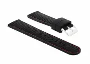 NEW 24MM SILICONE RUBBER STRAP BAND FOR OMEGA SEAMASTER PLANET BLACK RED STITCH