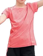 [Echinodon] Girls' Sports Set Quick-Drying Shirt + Shorts Suit for Yoga Jogging Training, red, 130