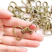 20Pcs 360° Metal Swivel Trigger Snap Hooks Lobster Claw Clasps, Wide 3/4 Inch D Ring, Large Size Keychain Hooks, 20mm in ID, 40mm in Length, (3/4", Antique Brass)