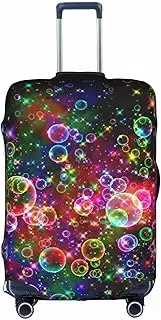 [pvinnk] Colorful Rainbow Stars Print Protective Luggage Cover Elastic Washable Suitcase Travel Gear Protector, White, Medium