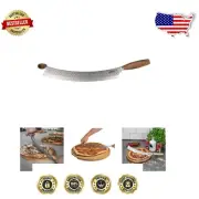 Multi-Functional 12" Stainless Steel Cheese & Pizza Slicer - Oak Wood Handle