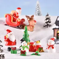 在飛比找松果購物優惠-歐式手工微景觀裝飾擺件 可愛聖誕節老人雪人雪橇聖誕樹擺件 (