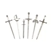 6 Pieces Knight Sword Charms Bookmark Charms Swords Mini Alloy Long Charms