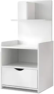[Artiss] Bedside Table White Board Side Tables Storage Small Narrow Desk Chest of Drawers, with Drawer and Display Shelf, Bedroom Home Furniture Tallboy Lamp Stand Nightstand Cabinet in 75cm Height
