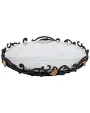 Gerson International Marble Lazy Susan on Metal Gold Leaf Base
