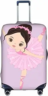 [pvinnk] Little Ballerina Dancing Girl Print Protective Luggage Cover Elastic Washable Suitcase Travel Gear Protector, White, Medium