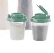 Tupperware Mini Salt & Pepper Shaker Set Sage Green Seals New!