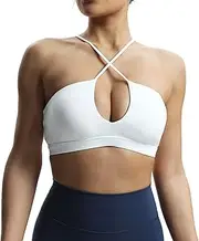 [Aoxjox] Women's Workout Sports Bras Jamie Deep V Fitness Backless Padded Training Gym Bra Yoga Crop Tank Top