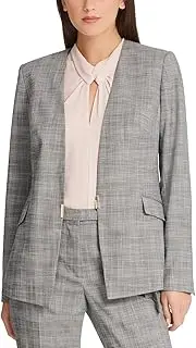 [DKNY] Womens Plaid Office Collarless Blazer
