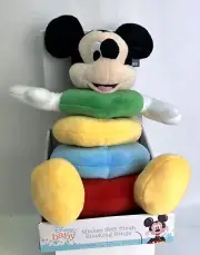 New Disney Baby Mickey Mouse Baby Soft Plush Stacking Rings Toy