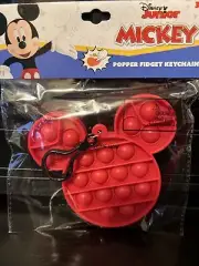 Mickey Mouse Red Popper Fidget Keychain Backpack Clip Sensory Toy - New