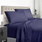 Navy Blue Queen Size Bed Sheets Set - 1800 Thread Count Deep Pocket to 18 Inches