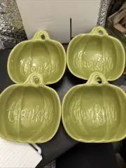 Robert Stanley "Thankful" green dish - candy, nuts, grapes, dips. Set Of 4