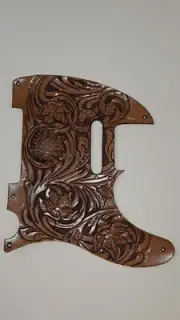 Leather pickguard Custom Hand Tooled Leather Telecaster "Floral Riffs" classic