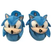 Mens Plush Blue Sonic the Hedgehog Slippers Scuffs Shoes