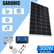 12V 300W Solar Panel Kit Mono Fixed Caravan Camping 30A Controller Charging USB