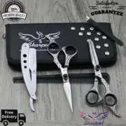 6.5 New Professional Barber Hairdressing Scissors Set Silver Edition & Razor Kit