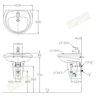 *ALEX 電光牌 ALC1151K-Z 奈米面盆 洗臉盆 配短瓷蓋 臉盆 洗手槽【東益氏】售凱撒 京典 三角牌龍頭