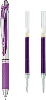 Pentel Energel Retractable Liquid Gel Pen 0.7mm Violet Ink + 2 Violet Ink Refills (YBL77-V2R)