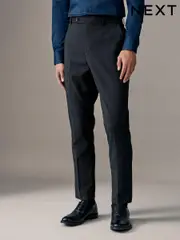 Black Relaxed Tapered Fit Stretch Smart Trousers (B72930) | $44
