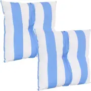 Outdoor Square Tufted Back Cushion - 19 in - Beach-Bound Stripe by Sunnydaze