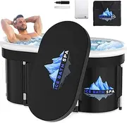 SOROVEE XXL 142 Gal Ice Bath Tub for Athletes, Inflatable Cold Plunge Tub with Lid & Cushion, Multi-Layered Portable Large Oval Ice Tub for Recovery, Cold Water Therapy at Home, Gym, Outdoors