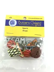 Sports themed button embellishments for craft scrapbooks