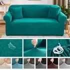 Jacquard Fabric Sofa Seat Cushion Cover Solid Colors Elastic Removable Slipcover